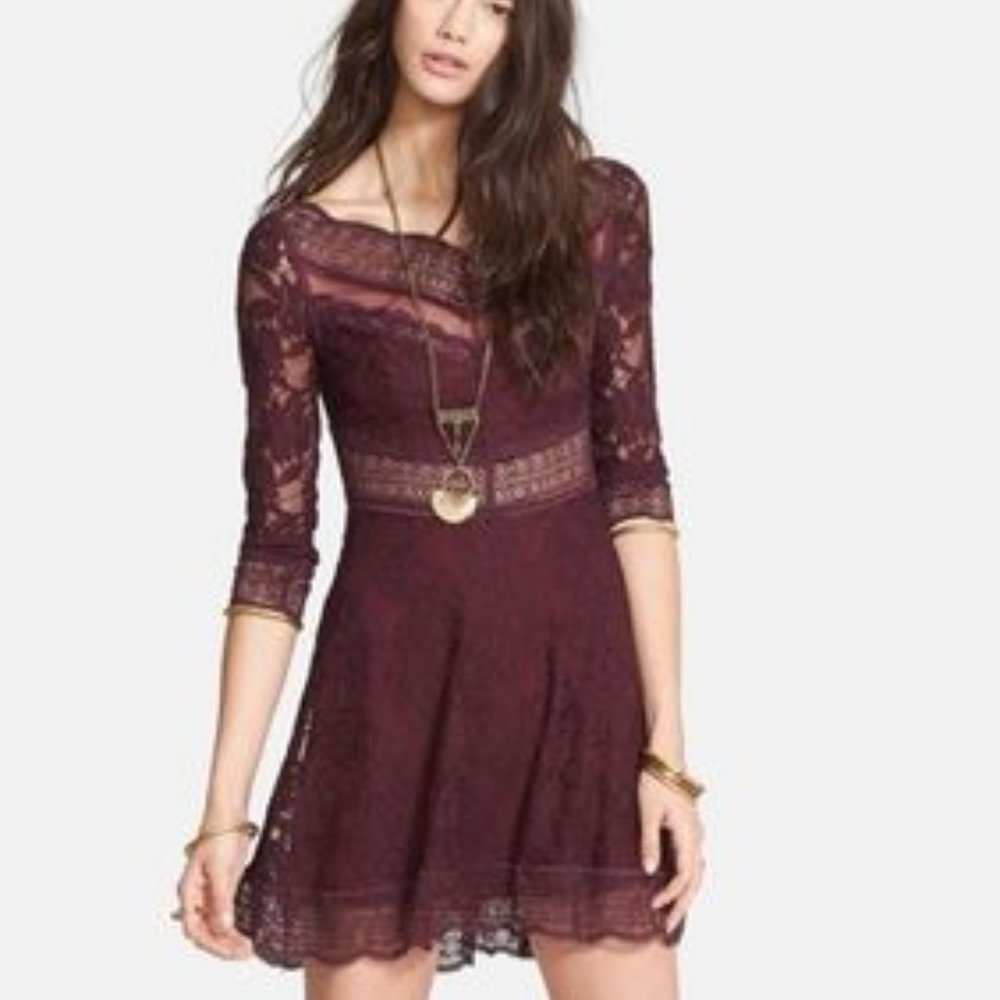 Free People Maroon Lace Dress